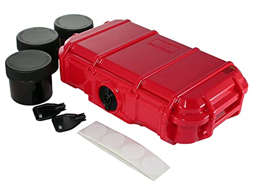 SAFE LOCKER 420 – Candy Red. Smell Proof case for Herbs with UV Safe Amber Tinted Glass Jars That Helps prolong Efficacy. Discreet, Child Proof & Robust, Good for Home & Travel use.