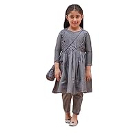VASTRAMAY Girls Kurta Set, gray, 6-7 Jahre