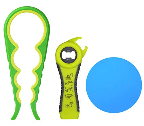 Glasöffner 4-IN-1, Manuell 5-IN-1 Flaschenöffner Silikon-Glasgreifer...