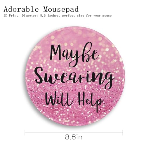 Image of Gctriki Computer Mouse Pad, Funny Pink Round Mouse Pads for Desk Travel Work Laptop Gaming, Cute Pink Home Office Supplies Desk Accessories Decor Inspirational Graduation Gifts Office Gifts