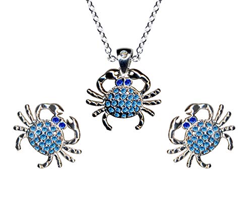 SCHMUCKSET Krebse mit Zirkonia/echt Sterling Silber 925 / Ohrringe + Kette + Anhänger/Steinfarbe: blau/Schmuck im Online Shop kaufen / 55005
