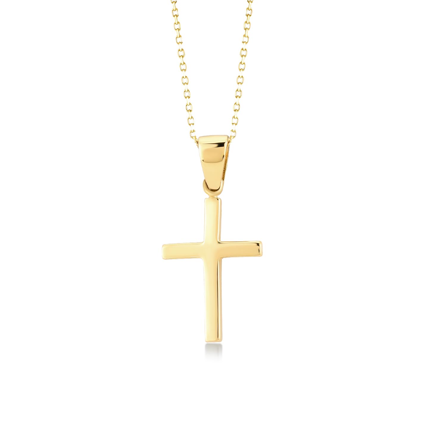 14K or 10K Solid Gold Cross Necklace for Women | Cross Pendant Necklace | 18 inch Gold Chain