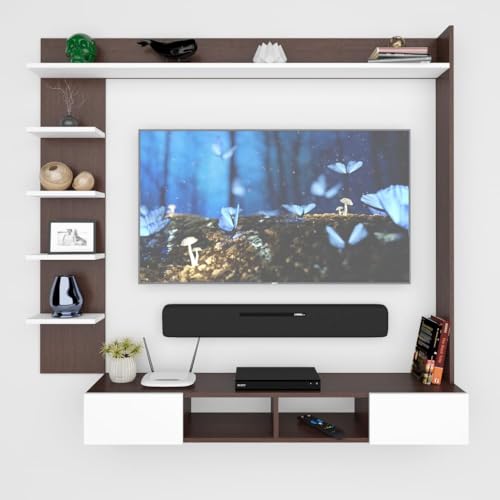 Image of ESTANTERIA Tv Unit Wall Mounted Engineered Wood TV Unit, TV Cabinet for Wall, TV Stand for Wall, TV Stand Unit Wall Shelf for Living Room, Set Top Box Wall Display Rack Stand(Upto 50inch)