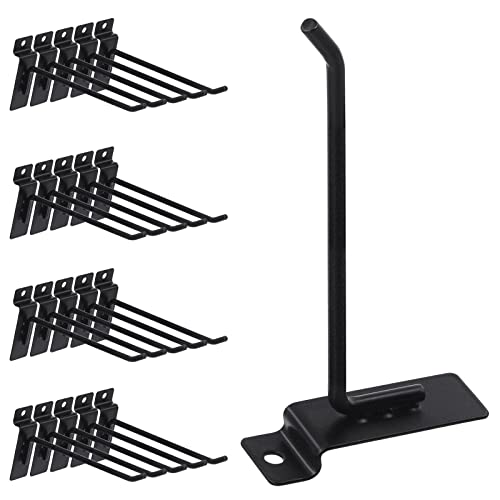 Swpeet 20Pcs 6 Inch Heavy Duty Slatwall Hooks Assortment Kit Slatwall Accessories Slatwall Panel Hooks Garage Organization Slat Wall Hook Pegboard Gridwall for Retail Black