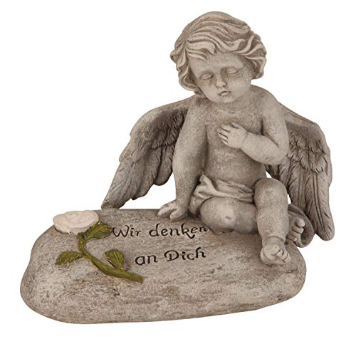 Trauer-Shop Preghiere di lutto Angelo in Piedi per Commemorativa. Altezza 32 cm