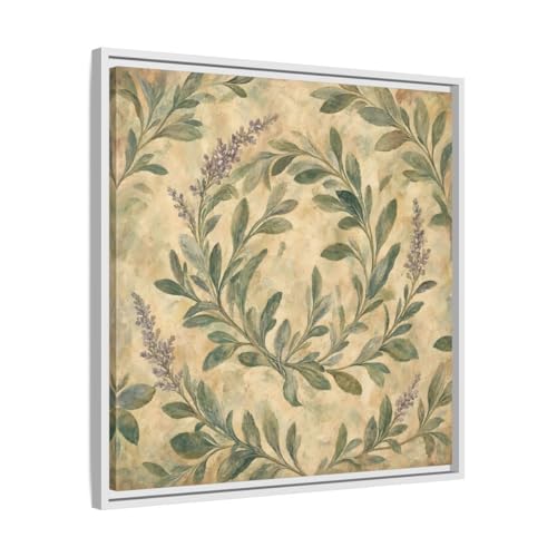 Toile de sauge retro cadre blanc 3 cm avec impression canvas haut de gamme