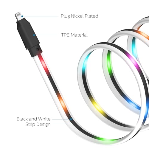 Image of LED iPhone Charger [Apple MFi Certified] Color Changing Light up iPhone Charger Cord, Lighted Up LED Charger Cable Glowing Charging Cord with 17 Lighting Modes for iPhone 14 Pro Max13 /12 /11 Pro (3ft)