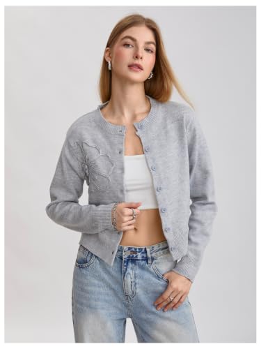 Image of SOLY HUX Women's Button Down Cropped Lightweight Cardigan Sweater | Cute Fall Fashion, 2026