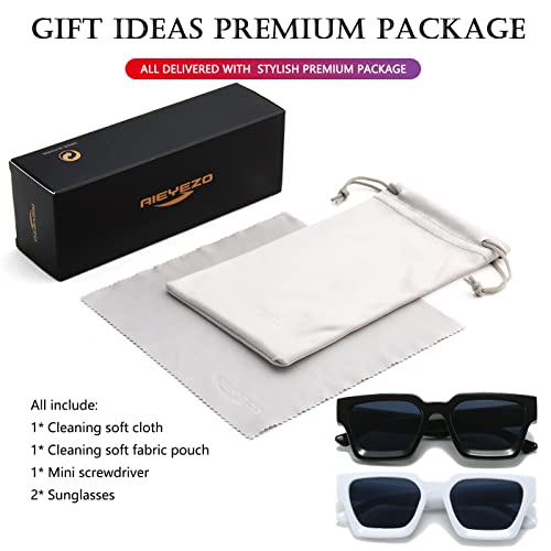 Image of AIEYEZO Square Sunglasses for Women Men Square Thick Frame Sun Glasses Simple Designer Style Shades