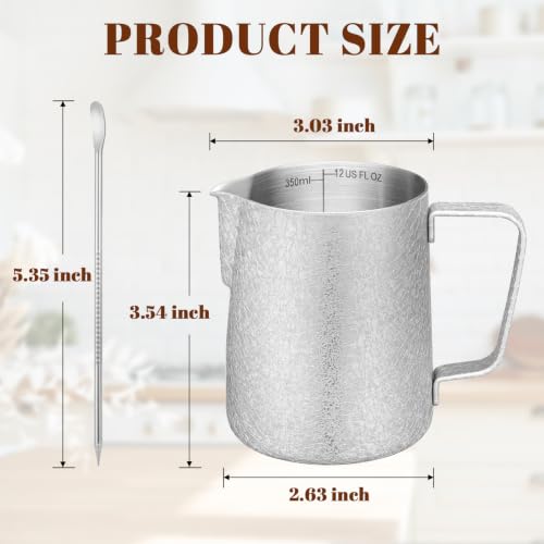 Image of Amrules Milk Frothing Pitcher 12oz Frother Cup Barista Tools, Crackle