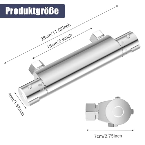 LADOKEE Duschthermostat mit 38 °C Sicherheitssperre, Mischbatterie Dusch Thermostat Duscharmatur Brausethermostat für Badzimmer, Messing Mischbatterie (Klassische Duscharmatur)