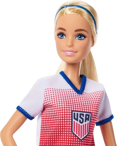 Image of Barbie Careers USSF Soccer Fashion Doll Dressed in Removable Sport-Themed Outfit & Shoes with Accessories