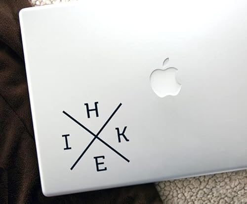 Hike X Laptop Decal, Hiking Love Water Bottle Sticker - Gift for Hiker or Backpacker, Get Out into Nature, Outdoor Recreation, Cross Country - Vinyl for Notebook, Travel Mug (4 inches Tall, Black)