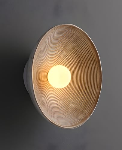 Image of Retro Japanese Wall Sconce,10.23 inch Diameter Wabi Sabi Wall Art Lamp Bronze Resin Indoor Decor Wall Lamps LED Vintage Wall Sconces for Hallway Bedroom Bedside Living Room Kitchen Island