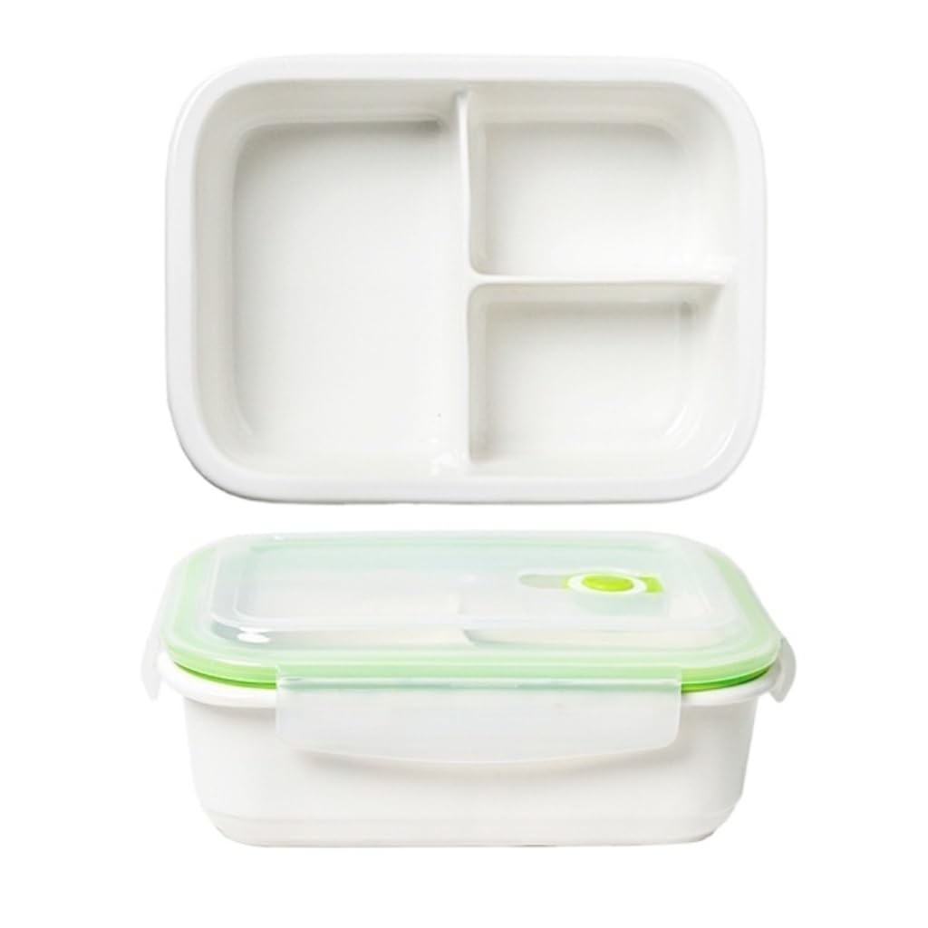 Recipientes para Alimentos Tazón de conservación de cerámica multiusos, caja sellada, recipiente de conservación de calefacción por microondas para Refrigerador Frutas Vegetales ( Color : White+cyan ,