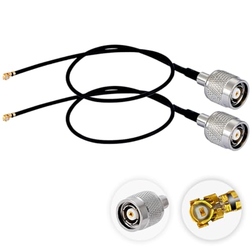 Vecys 2 Piezas U.F.L1 Hembra a RP TNC Macho Conector 50 Ohmios Cable Coaxial RG178 9.84IN/25CM Cable de Puente de Extensión de Baja Pérdida para Dispositivos Inalámbricos de Antena