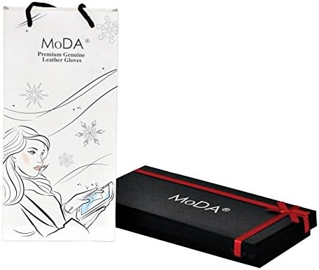 ModaレディースMS Santiagoソリッドレザー手袋with Tie Up Animal Print Cuff US サイズ: