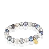TOUS Pulsera elástica con perlas cultivadas grisáceas y baño de oro 18 kt sobre plata, Para Mujer, Colección Basics