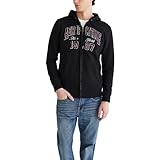 AEROPOSTALE - Sudadera con Capucha para Hombre con Logotipo Aero con Cierre Completa, Negro Oscuro, Large