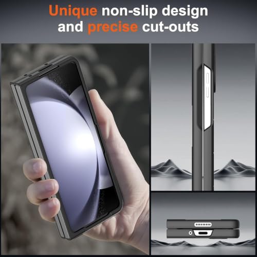 Image of ShieldTech AirGuard Series Back Cover Case for Samsung Galaxy Z Fold 5 5G | Microfiber Lining | Airbag Cushion Drop Protection | Silicone Cover Case - Black for Samsung Galaxy Z Fold5 / Fold 5 5G