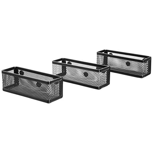 AmazonBasics Mesh Magnetic Storage Desk Organization Bin - 3-Pack