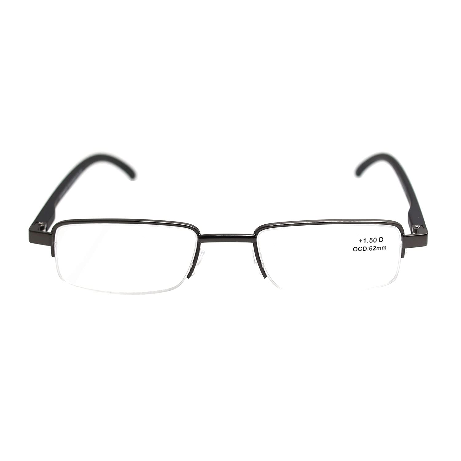 ESPERTO READERS Lake Reading Glasses For Men & Women With Power 1.00 to 4.00 (Half Rim Less) (+1.00, METALLIC BLACK) 4