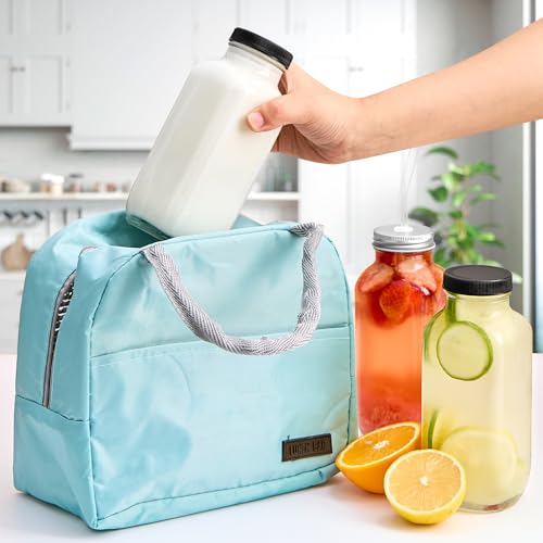 Kucoele 10 Pack 16oz Glass Juice Bottles with Lids, Reusable Juice Containers with Straws and Brush, Drinking Jars for Juicing, Smoothie, Kombucha