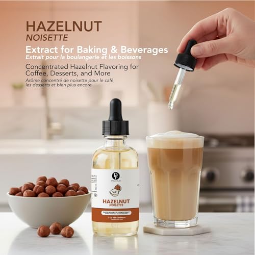 Image of Dolce Flav Natural Hazelnut Extract - 2 Ounce Water-Soluble Kosher, Sugar-Free, Premium Coffee & Baking Flavoring for Lattes, Biscotti & Frosting, Includes Measured Dropper