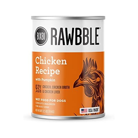 BIXBI Rawbble Grain-Free Canned Wet Dog Food, Chicken Recipe, 12.5 oz. Cans (Pack of 12) Cover
