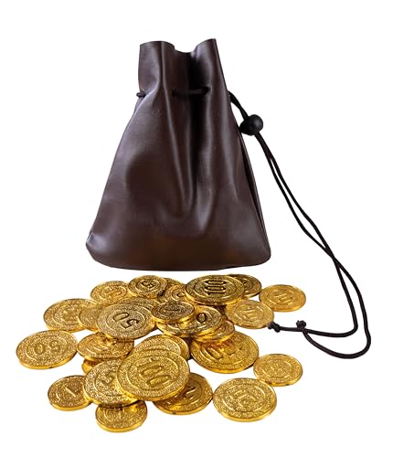 P'TIT CLOWN - 14049 - Bourse, Porte-monnaie et 25 fausses pièces d'Or - Licence Officielle Robin des Bois - Accessoire de Déguisement - Pour Carnaval, Fête...