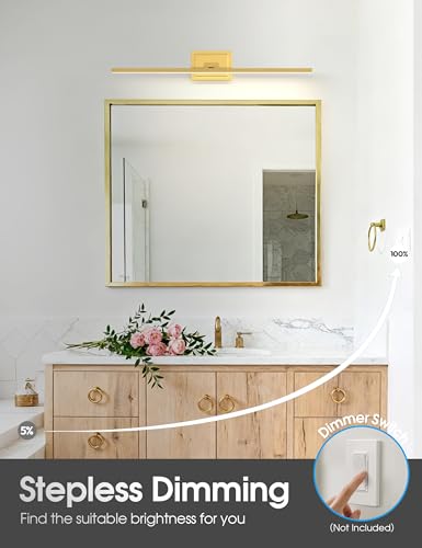 Image of VOLISUN Bathroom Vanity Light 31.5 inch, 18W Dimmable 5CCT Led Bathroom Light Fixture Over Mirror, Gold Bar Vanity Light for Bathrooms-ETL Certificated