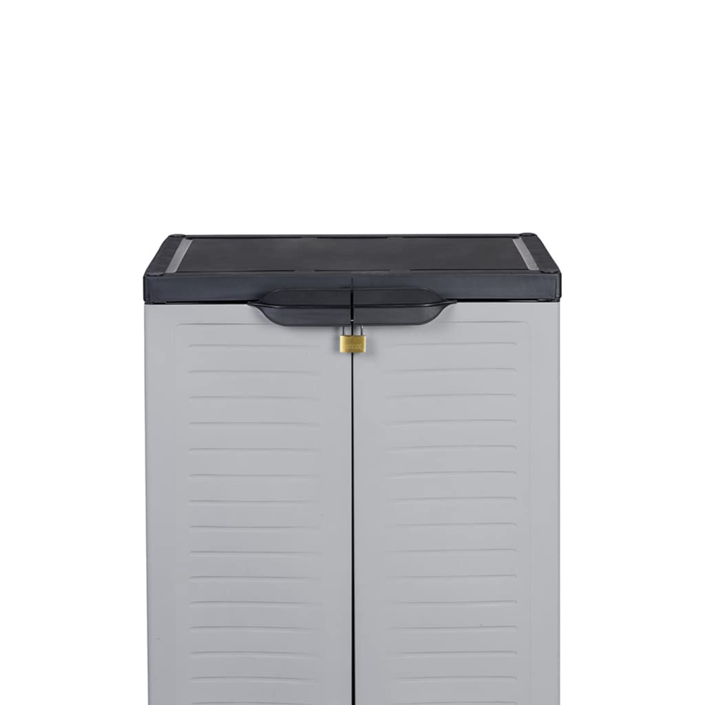 Kreher Hochwertiger Kunststoffschrank der Elite Serie mit 2 verstellbaren Einlegeböden und je 20kg Tragkraft - mittlere Version