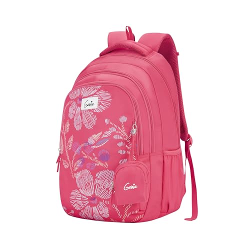 Image of Genie Sprinkle School Backpack for Girls |19 In-36 Ltr with Three Compartments, Side Pockets and Light Weight with Padded Shoulders |Best for Books,Stationery,Lunch Box & Essentials - Pink