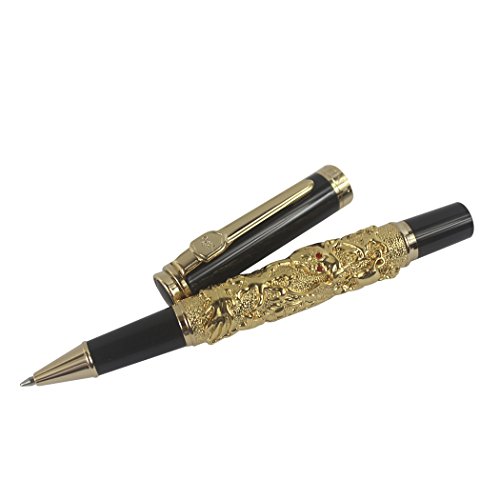 Zoohot Jinhao Rollerball Pen Auspicious Dragon Relief Pattern Golden And Black #TOP3