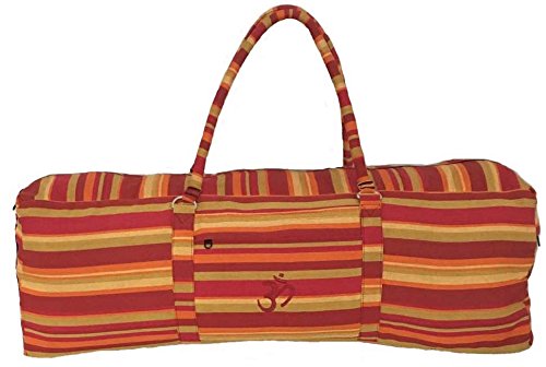 maylow - Yoga mit Herz® Yogatasche Yoga Tasche 100% robuste Baumwolle Yogamatten (Streifen orange) Cover