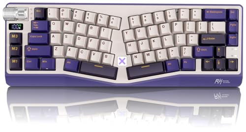 Image of RK ROYAL KLUDGE A70 Wireless Ergonomic Keyboard, 65% Alice Split Mechanical Keyboard w /Bluetooth /2.4GHz /Wired, RGB Gaming Keyboards with Knob and Gasket Mount, Hot Swappable Pre-lubed Linear Switches