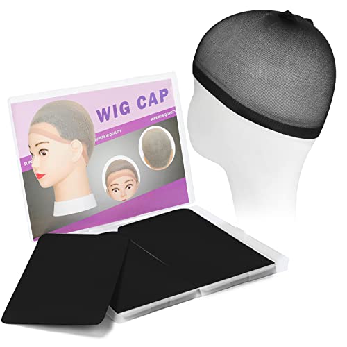 12PCS Stocking Black Wig Caps, Nylon Wig Cap for Women Soft, Lightweight, Breathable Dome Wig Caps Accessories for Women Girls(gift box)