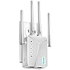 Amplificador de señal WiFi 2025, extensor de Internet de largo alcance, cubre 8000 pies cuadrados, banda dual con puerto Gigabit Ethernet, soporta 60 dispositivos inalámbricos, color blanco