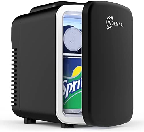 Wdemna Mini Fridge for Bedroom, 4 Liter/6 Cans Skincare Fridge AC/DC Portable Thermoelectric Cooler and Warmer Small Refrigerators for Beauty & Makeup, Dorm Office and Car, DIY Shelves