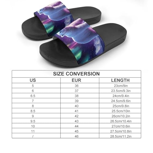Bear in Northern Lights House Slippers for Women Men Lightweight Open-toe Slide Shoes for Bathroom Swimming Beach2