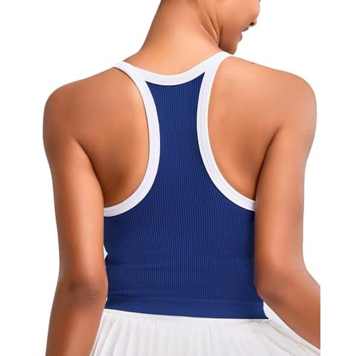 RUNNING GIRL Sports Bras for Women High Support Longline Sports Bra High Impact Workout Tank Tops Yoga Bra with Built in Bras Navy Medium