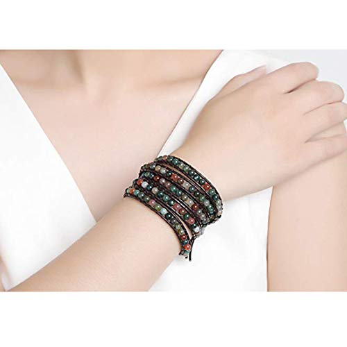 YGLINE Natural Stone Wrap Bracelet for Women Boho Bracelets Healing Crystal Beaded Bracelet Adjustable 3/5 Wraps Bracelet Handmade Birthday Gifts for Women3