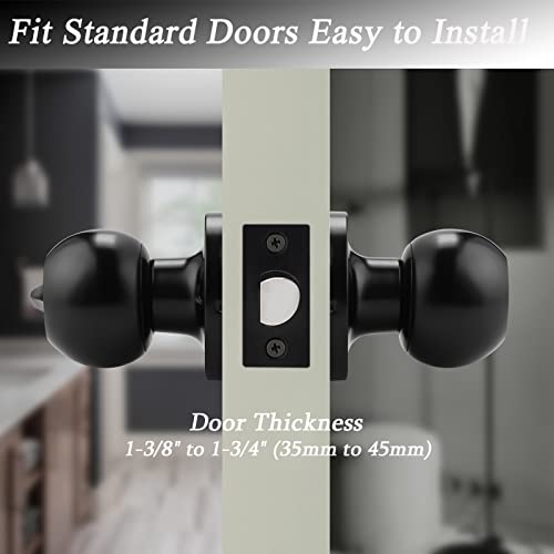 Knobelite(10 Pack) Bed/Bath Room Round Door Knob,Privacy Function For Bathroom/Bedroom,Interior Door Door Lock Handle Black Finish, Keyless(Thumb Turn Lock On The Inside) Door Handles Locks #TOP2