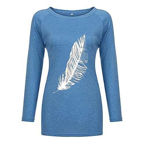 Tops voor vrouwen, overhemden voor vrouwen, herfst mode casual bedrukt ronde hals lange mouwen T-shirt tops… - Image 4