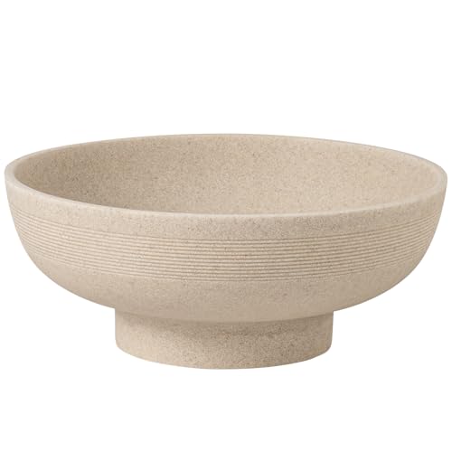 WUUAHOME Large Decorative Fruit Bowl for Kitchen Counter, Sandstone Look Modern Minimalist Snack Candy Bowl for Table Centerpiece Decor, Home, Office, Hotel, Entryway (Beige)