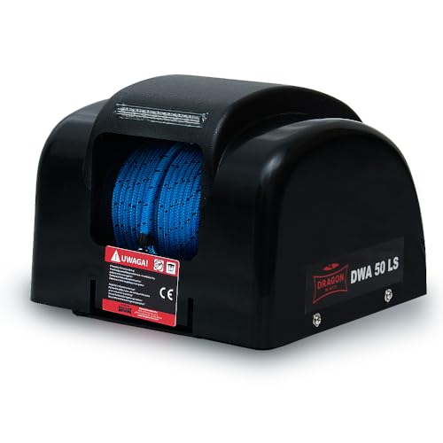 DRAGON WINCH - DRAGON WINCH Guindeau Électrique 12V 50 lbs (22 kg) – Guindeau d’Ancre & Treuil 150W avec Câble Synthétique 30,5 m et Télécommande pour Bateaux Pêche, Pneumatiques, Loisirs – Eau Douce