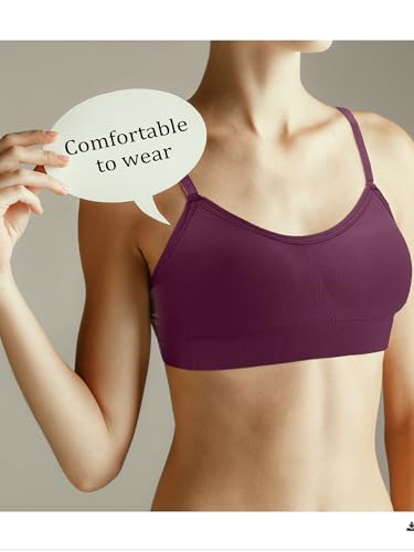Image of Geyoga Multiple Packs Sports Bra for Women, No Underwire Wireless Bralette Support Padded Cami Bra Seamless Camisole Tank Top