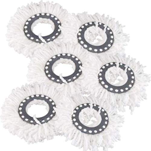 ALLWIN 360 Rotating Magic Spin Microfiber Mop Head Refill Super Absorbent Refills for All Home & Office Floor Cleaning only - 6 Pcs Set (White)