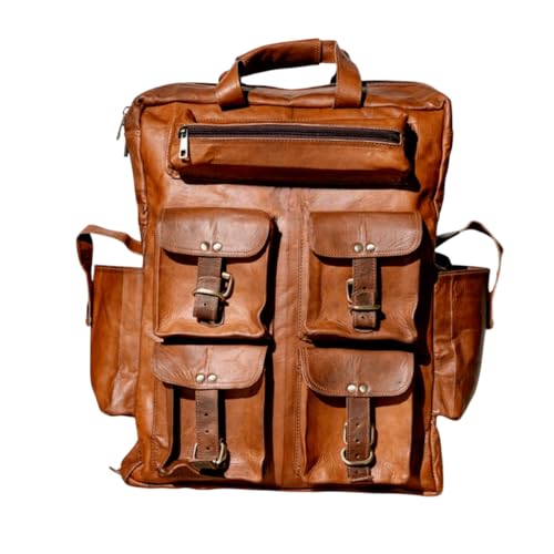Sac à dos en cuir véritable marron vintage XL d'une élégance intemporelle