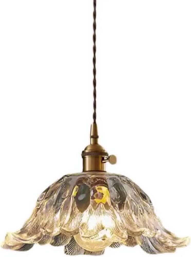 Lámpara colgante de cristal de pétalos nórdica transparente para techo de cocina